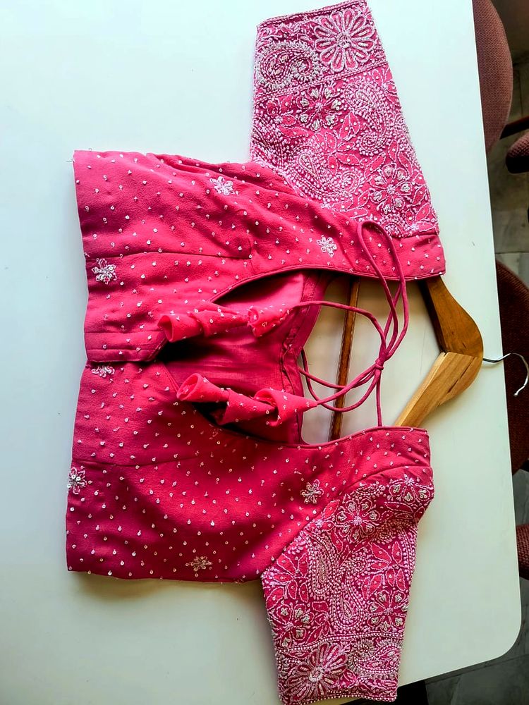 Lucknowi sequin blouse – custom stitched at Aarya Fashion, Kalyani Nagar
